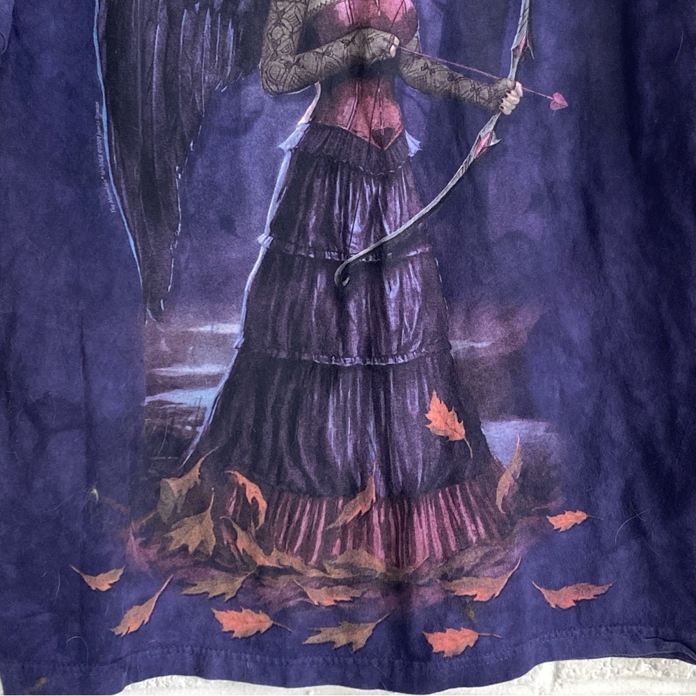 The Mountain Dark Cupid Angel Archer Fantasy T-Shirt Purple Tie Dye Medium Goth - Picture 4 of 8